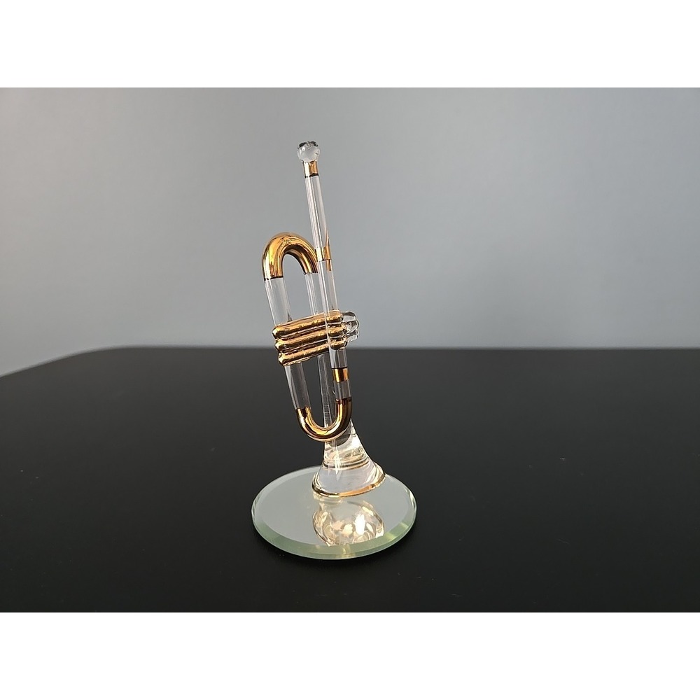 Handcrafted Glass Trumpet Figurine Gift for Musician Home Decor